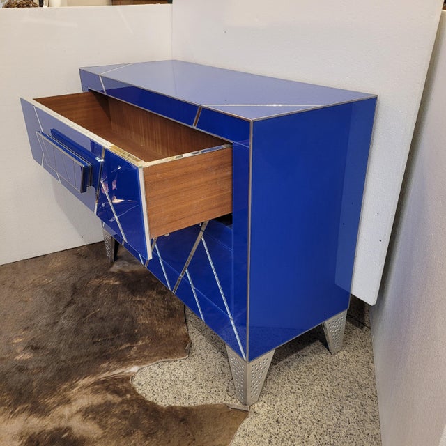 Blue Art Deco Chest of Drawers in Blue Crystal, 19th Century For Sale - Image 8 of 18