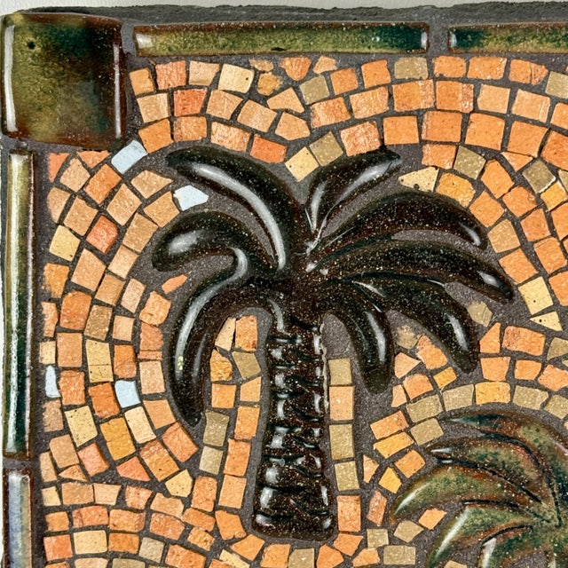 1960s 1960s Vintage Mosaic Ceramic Tile Art of 7 Palm Trees For Sale - Image 5 of 12
