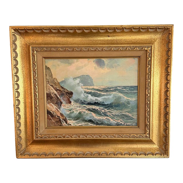 Guido Odierna Signed Original Oil Painting – Rocky Coastal Seascape For Sale