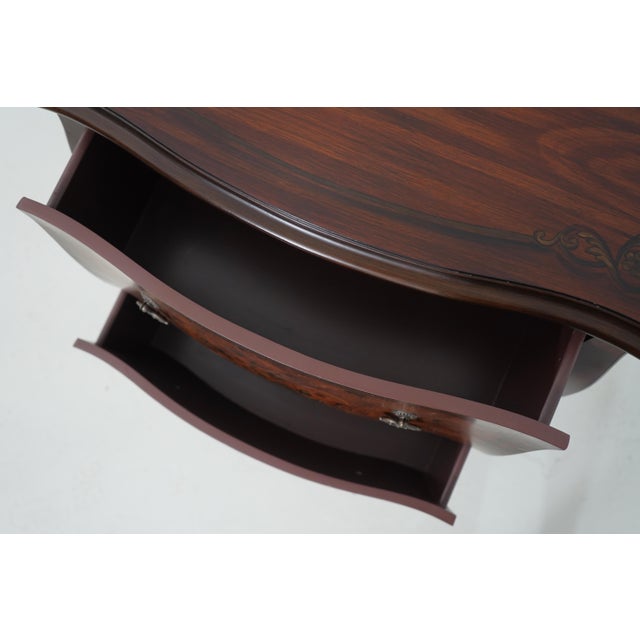 Italian Style Burl Wood Bombe Painted Commode Chest For Sale - Image 4 of 17