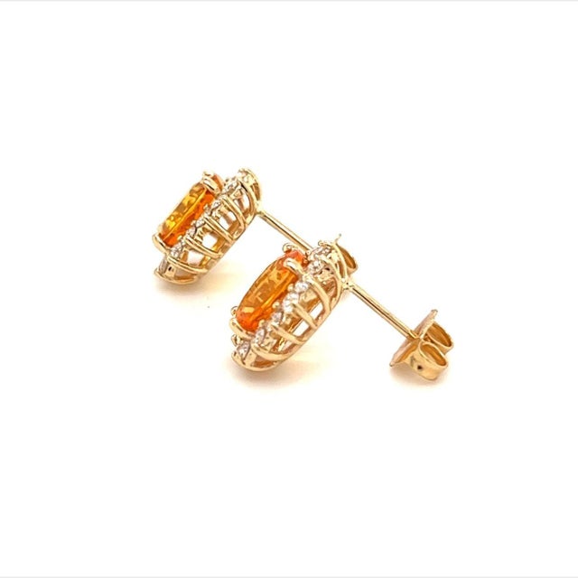 Natural Sapphire Diamond Stud Earrings 14k Gold 3.5 TCW Certified For Sale In New York - Image 6 of 12