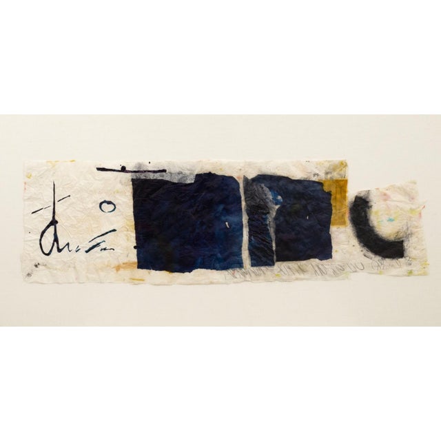 This contemporary artwork by Rosi Marx is a signed original mixed-media collage on paper composed of torn and layered...