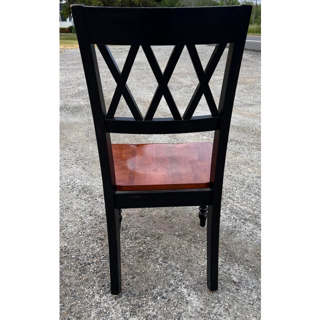 Set of 4 Farmhouse Distressed Black Cross Back Chairs For Sale In New York - Image 6 of 11