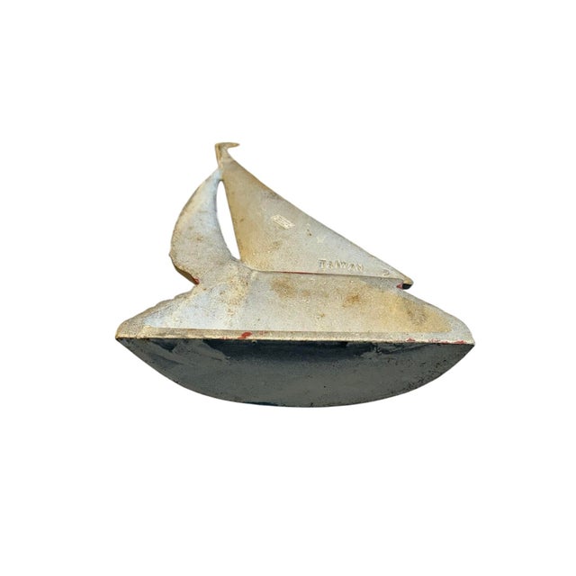 Nautical Vintage Sailboat Door Stop Metal Door Stop Vintage Nautical Vintage Door Stop Vintage Statue Cabin Decor Lake Home Beach Home For Sale - Image 3 of 8