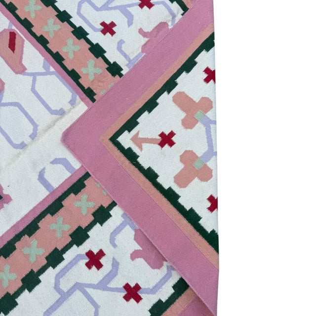 2000 - 2009 Handmade Indian Pastel Flatweave | Dhurrie Kilim | 12x15 For Sale - Image 5 of 6