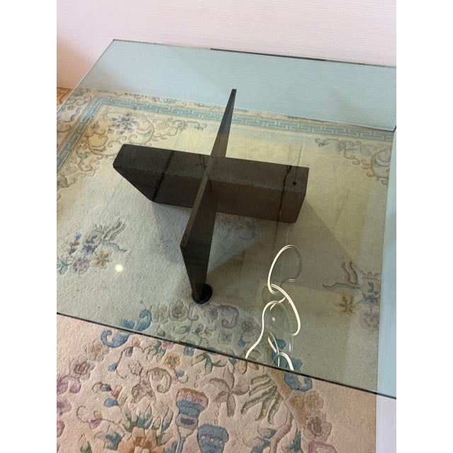 Late 20th Century Postmodern Sculptural Glass Top Coffee Table For Sale - Image 5 of 12
