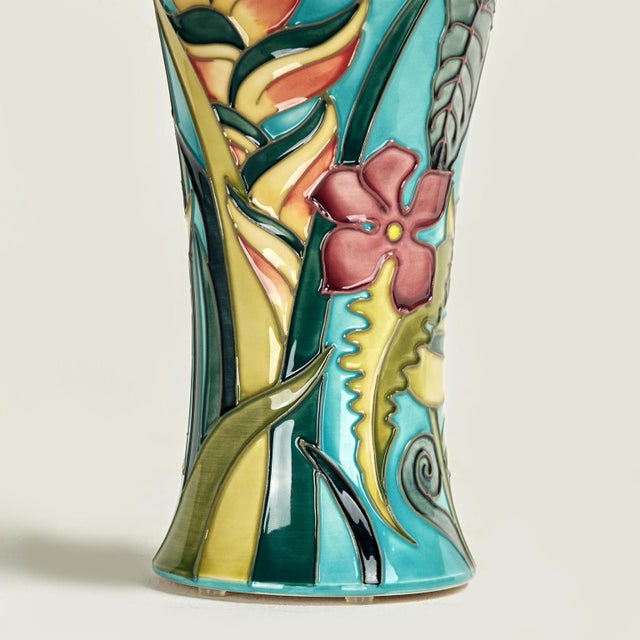 Ceramic Vintage English Moorcroft Limited Edition Vase With Toucan For Sale - Image 7 of 10