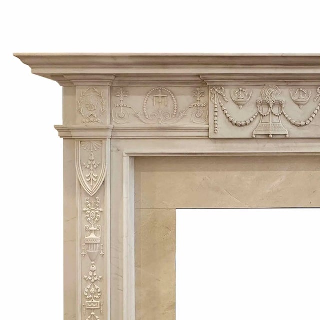 English Marble Mantel - Carved Statuary Marble For Sale - Image 4 of 11