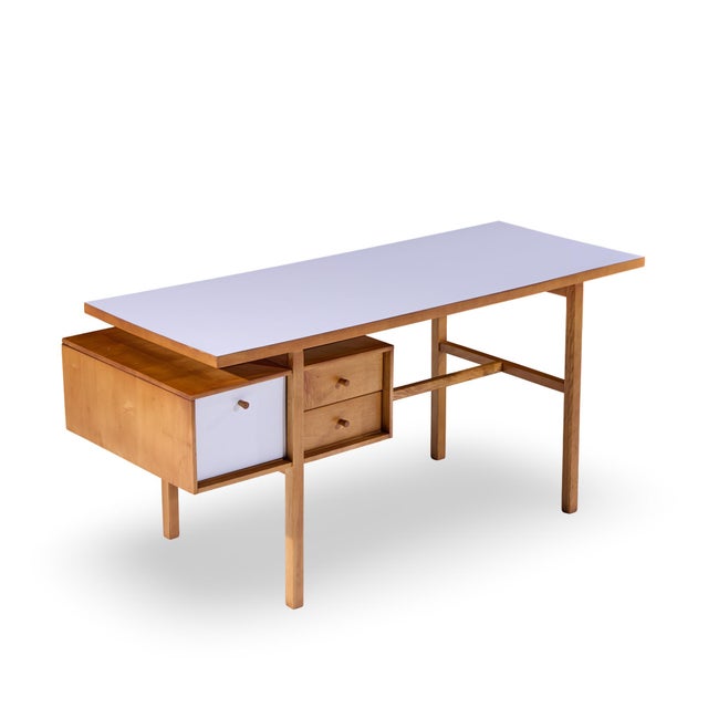 Glenn of California Mid Century Walnut and White Formica Desk For Sale - Image 9 of 9