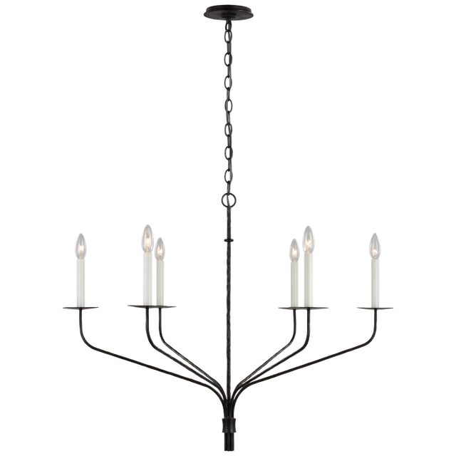 Traditional Ian K. Fowler for Visual Comfort Signature Belfair Large Chandelier in Aged Iron For Sale - Image 3 of 5