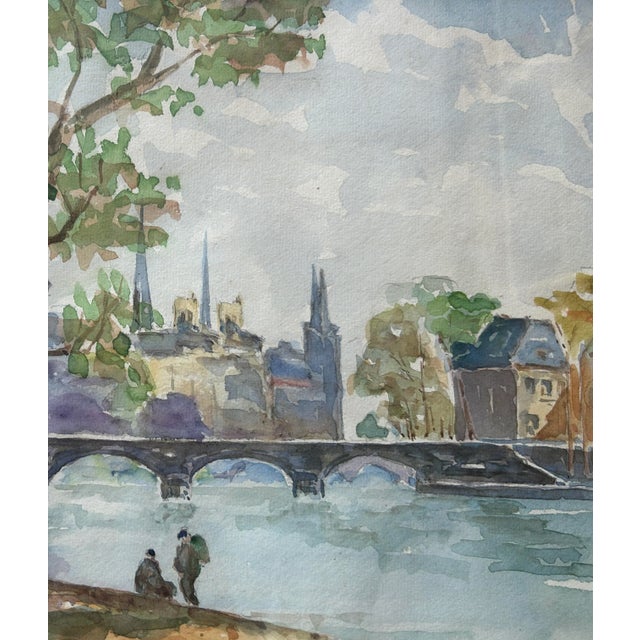 Paint Early 20th Century Paris View of the Seine, Signed by the Artist. For Sale - Image 7 of 10