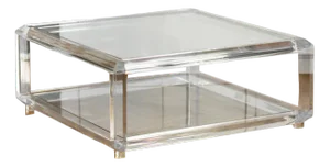 Large Transparent Living Room Table in Glass and Methacrylate, 1970