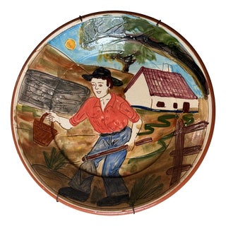 Portuguese Ceramic Wall Plate from Olaria Bulhão For Sale