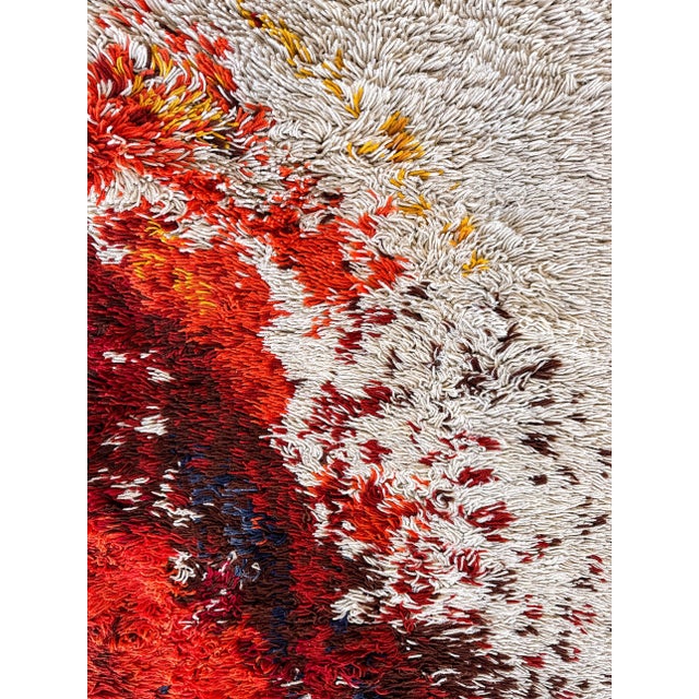 Large Polish Flame Shag Rug by Zakłady Tkanin Dekoracyjnych Welur, Kietrz, 1970s For Sale - Image 6 of 18