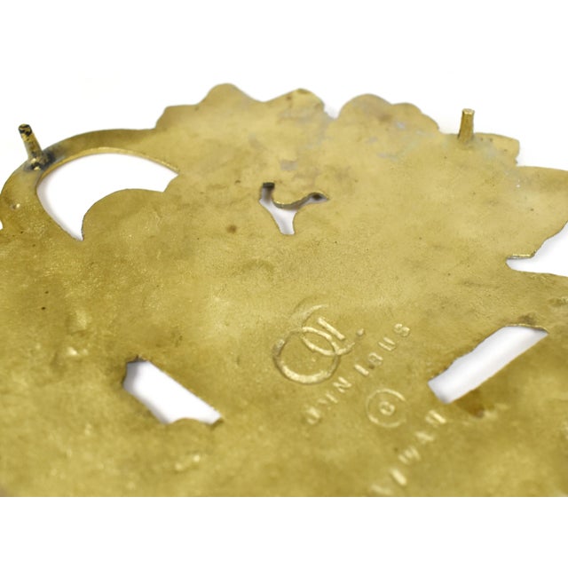 Farmhouse Vintage Omnibus Solid Brass Flower Basket Hot Dish Trivet For Sale - Image 3 of 5