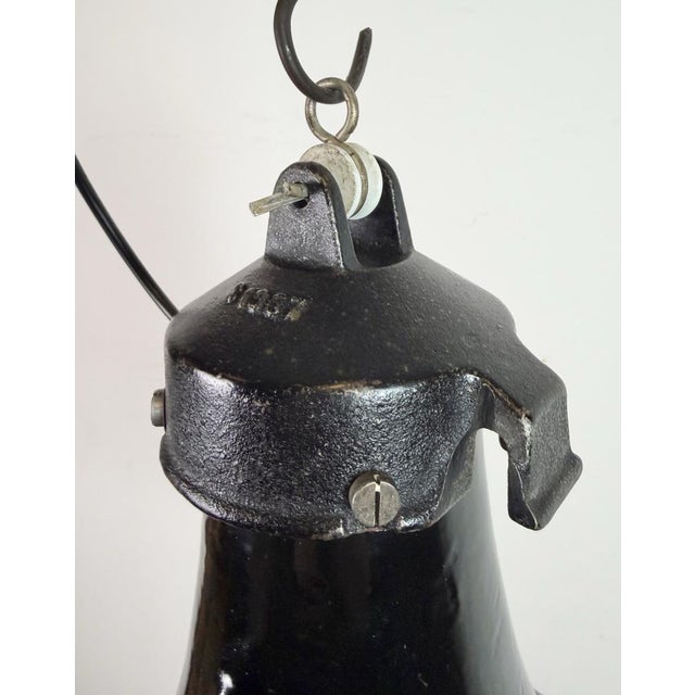 Black Industrial Bauhaus Black Enamel Pendant Lamp, 1930s For Sale - Image 8 of 18