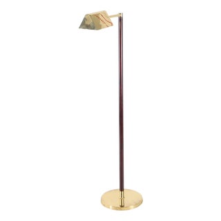 Vintage Brass and Wood Floor Lamp, 1980s For Sale