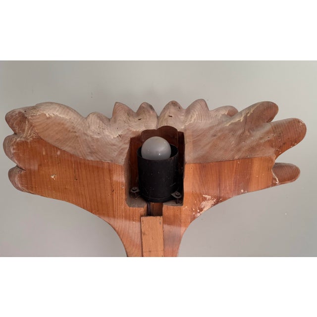 Vintage Carved Cerused Wood Italian Palm Tree Roche Bobois Style Floor Lamp For Sale - Image 10 of 12