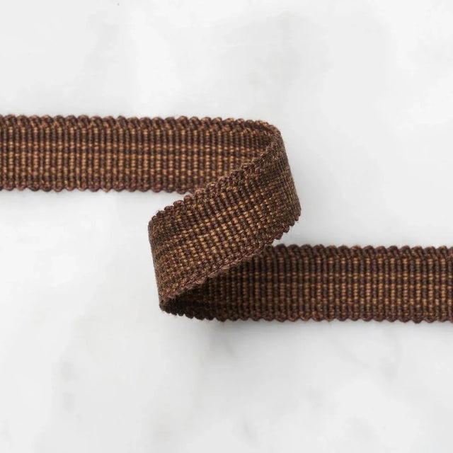 Contemporary SAMPLE - Schumacher Cotton Strie Tape Narrow In Chestnut 1/2" For Sale - Image 3 of 3