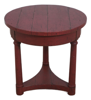 Round Red Painted Primitive Side Table