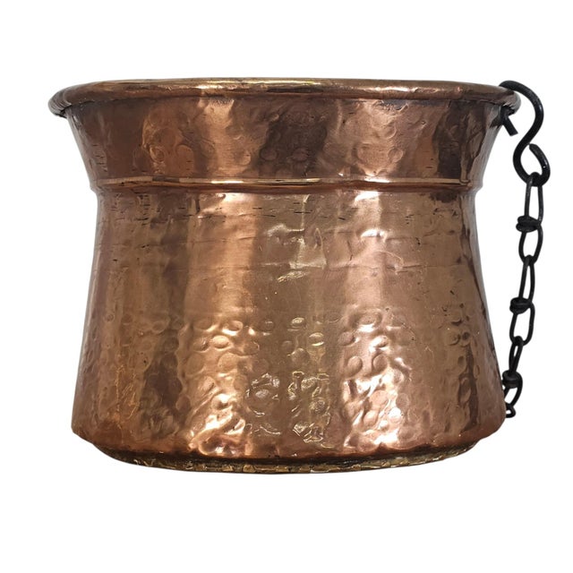 Hand-Hammered Copper Hanging Planter With Forged Iron Chain 12" For Sale - Image 13 of 17