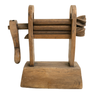 Late 20th Century Primitive Hand-Carved Wooden Cotton Gin / Textile Roller — Folk Industrial Tool