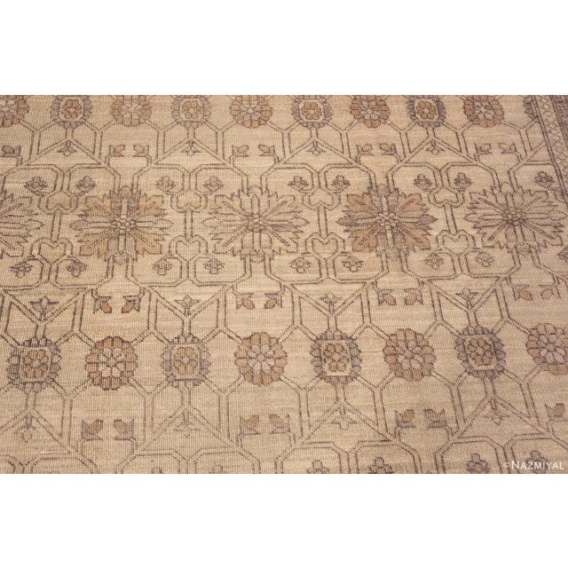 Tan Neutral Cream Color Tribal Geometric Modern Turkish Oushak Design Rug For Sale - Image 8 of 8