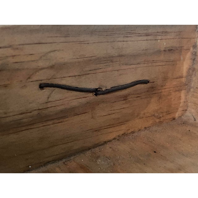 Vintage Mexican Rustic Pine Side Table Nightstand Wrought Iron Base Brutalist For Sale - Image 11 of 11