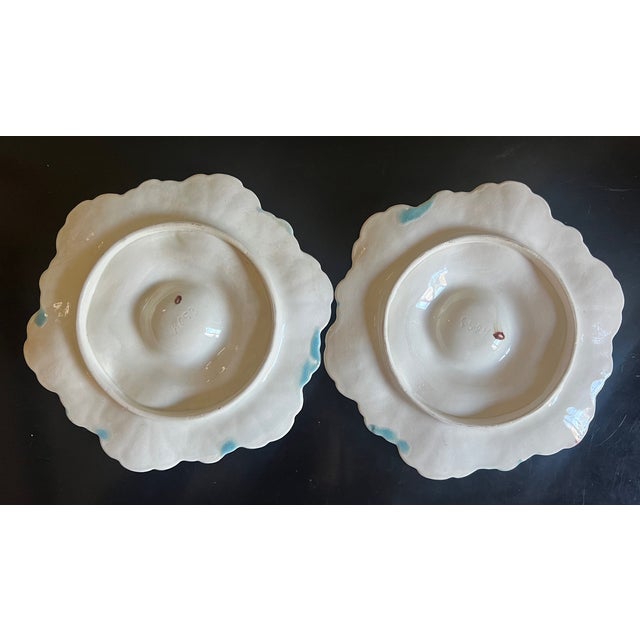French Hand Painted Majolica Five-Lille 6 Well Oyster Plate. C. 1890's For Sale - Image 10 of 10