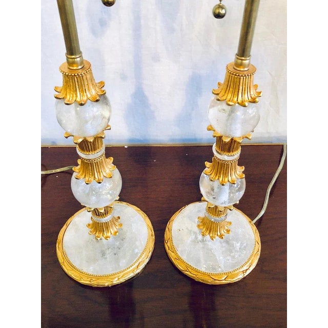 1940s Rock Crystal Baguès Style Table Lamps - A Pair For Sale - Image 5 of 13