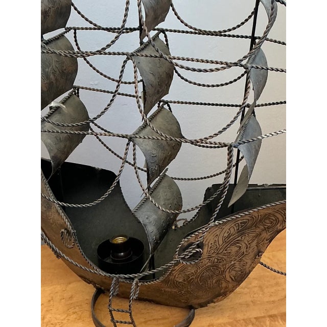 Vintage Monumental Iron Nautical Ship Lamp For Sale In West Palm - Image 6 of 12