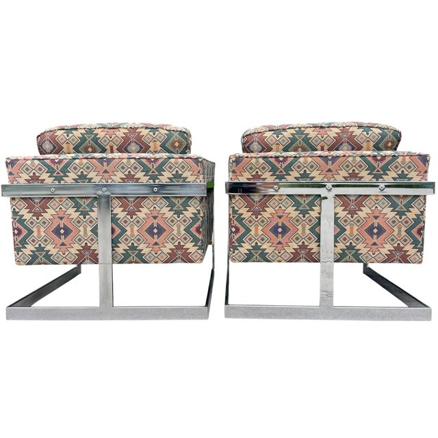 Mid-Century Modern Vintage Milo Baughman Style 989 Lounge Chairs With Custom Upholstery For Sale - Image 3 of 12