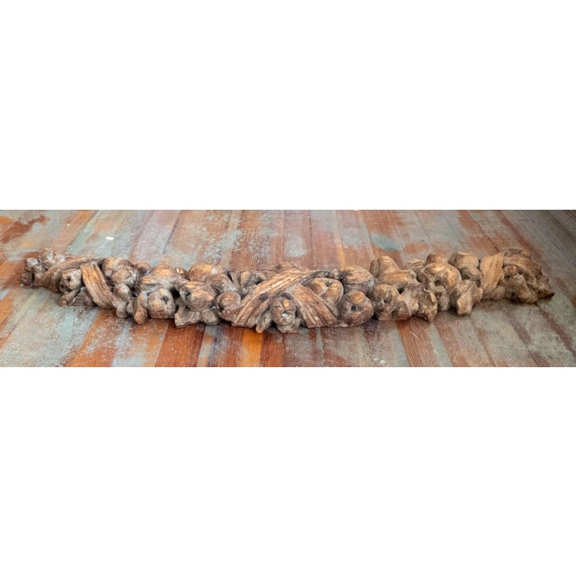 We are selling this great large scale carved wood swag. This fruit swag is carved in Baroque or Rococo style, it is hand...