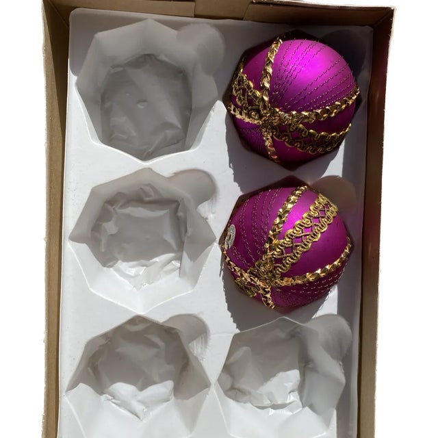 Vintage West Germany Hot Pink Ball Ornaments- Set of 8 For Sale In Los Angeles - Image 6 of 6