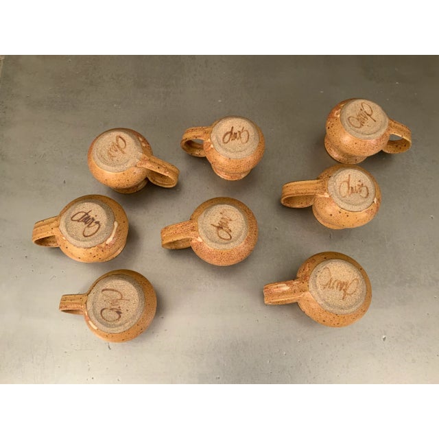 Vintage Chris Davis Functional Pottery Set of 8 Coffee Mugs For Sale - Image 4 of 7