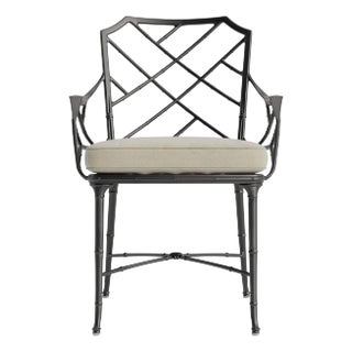 Brown Jordan Calcutta Arm Chair, Textured Pewter frame with Fusion Meadow fabric For Sale