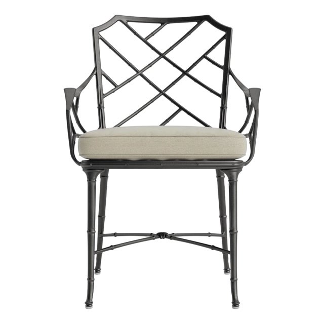 Brown Jordan Calcutta Arm Chair, Textured Pewter frame with Fusion Meadow fabric For Sale