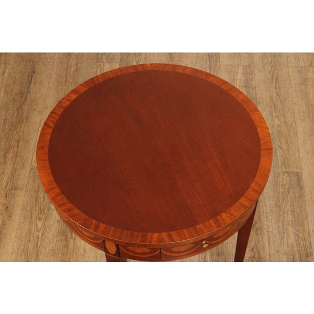 Wood Baker Federal Style Inlaid Mahogany Round Side Table For Sale - Image 7 of 12