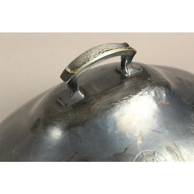 1930's Michigan Yacht Club Meat Turkey Serving Dome Cover, Silver Soldered For Sale In Houston - Image 6 of 15