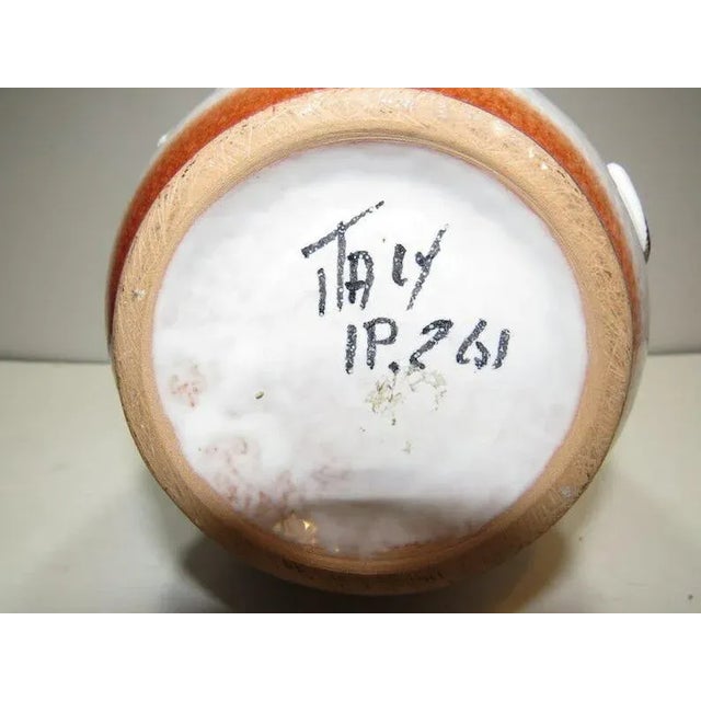 Ceramic Vintage Italian Abstract White & Red Pottery Flower Vase For Sale - Image 7 of 11