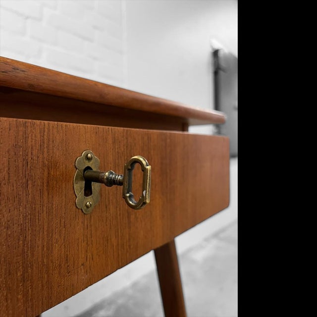 Brown Small Freestanding Writing Desk in Teak, Denmark, 1960s For Sale - Image 8 of 17