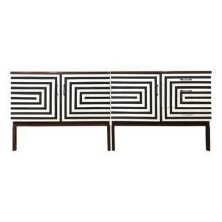 Modular Sideboard with Op Art Motif, 1970s, Set of 2 For Sale