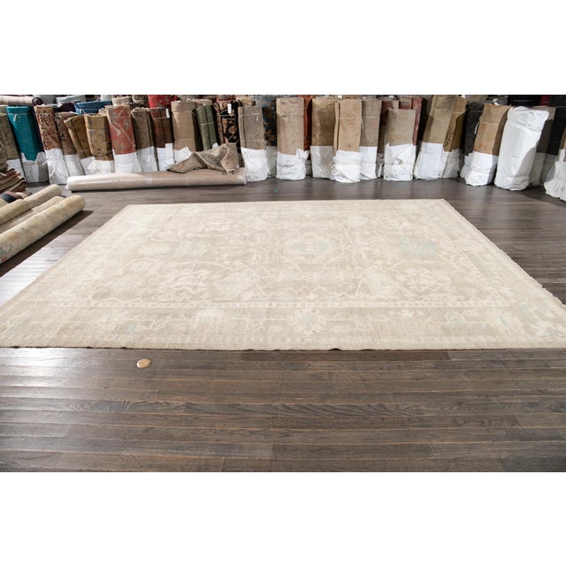 21st Century Modern Tan Beige Sultanabad Wool Rug For Sale - Image 12 of 12