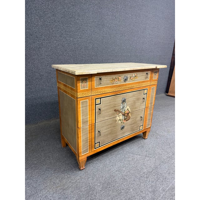 Paint-decorated chest from the Et Cetera Collection by Drexel Heritage, featuring a refined Neoclassical design with two...