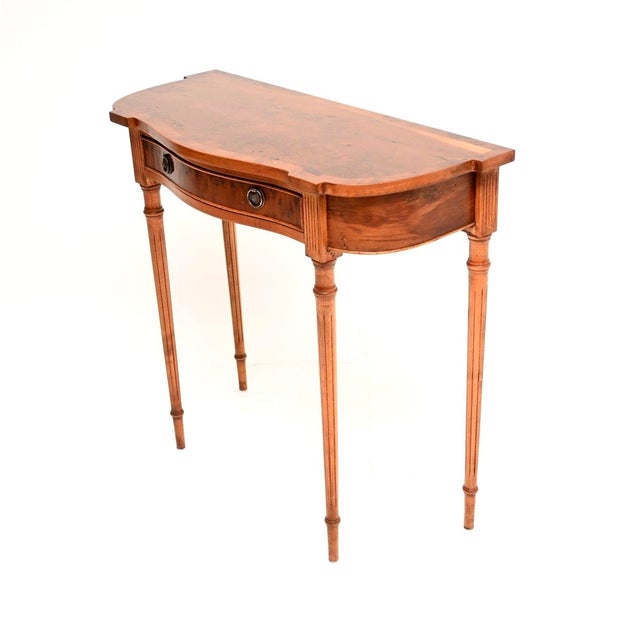 Hollywood Regency Antique Regency Yew Wood Console Table, 1950 For Sale - Image 3 of 8