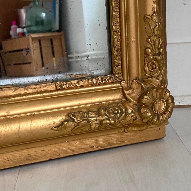 Mercury Mirror in Wood and Gilded Stucco, 19th Century For Sale - Image 11 of 13