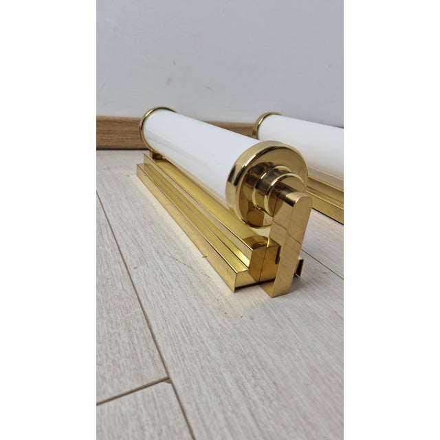Mid-Century Modern Vintage Wall Lamps in Brass and Acrylic, 1980s, Set of 2 For Sale - Image 3 of 9