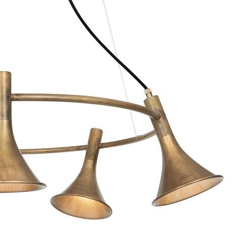 Round Raw Brass Megafon 5 Ceiling Lamp by Jesper Ståhl for Konsthantverk For Sale - Image 4 of 6