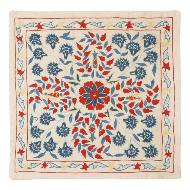 20"x20" 100% Silk Cushion Cover. Modern Lace Pillow. Embroidered Toss Pillow For Sale