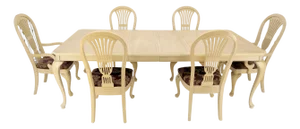 Queen An Style White Wash Dining Table 6 Chairs Set by Century Furniture MINT